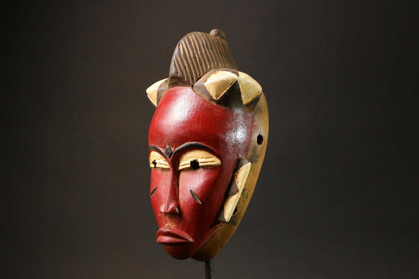 African mask wood Baule real figure vintage vintage African masks for wall-G2975