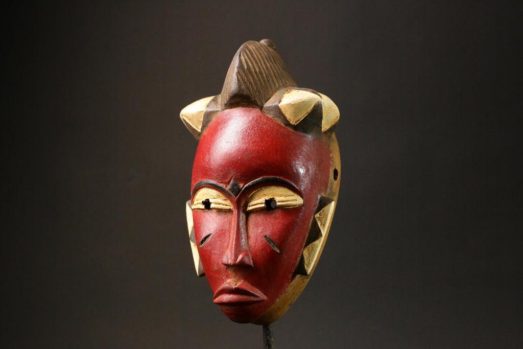 African mask wood Baule real figure vintage vintage African masks for wall-G2975