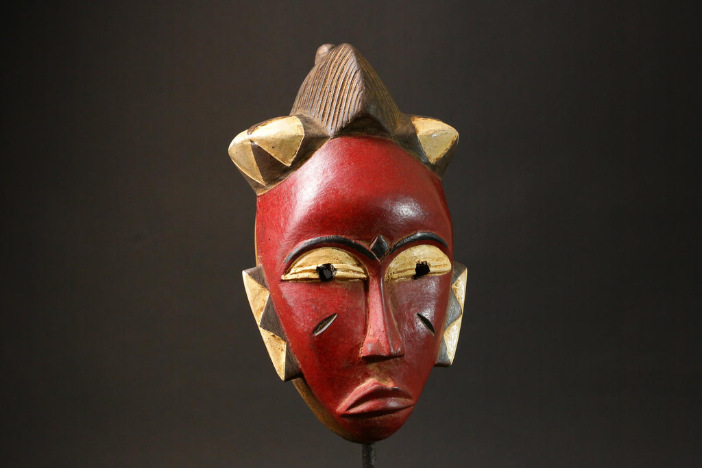 African mask wood Baule real figure vintage vintage African masks for wall-G2975