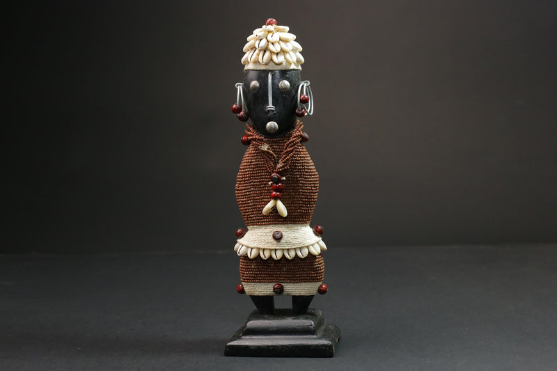 african statue wooden Beaded Namji Doll Décor eye catching in Home Décor statue-G1133