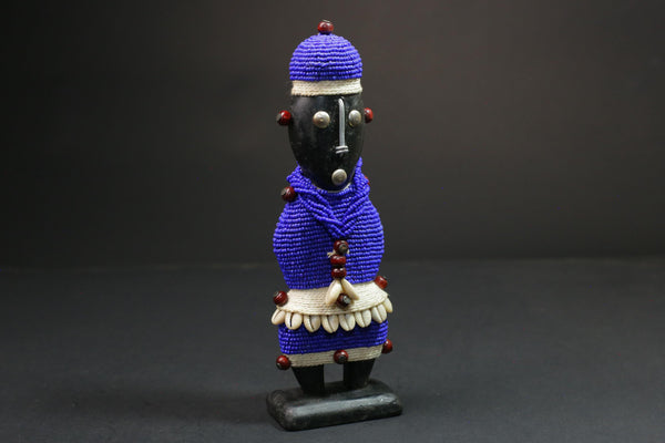 african statue wooden vintage hand carved Home Décor Beaded Namji Doll wooden -G1120