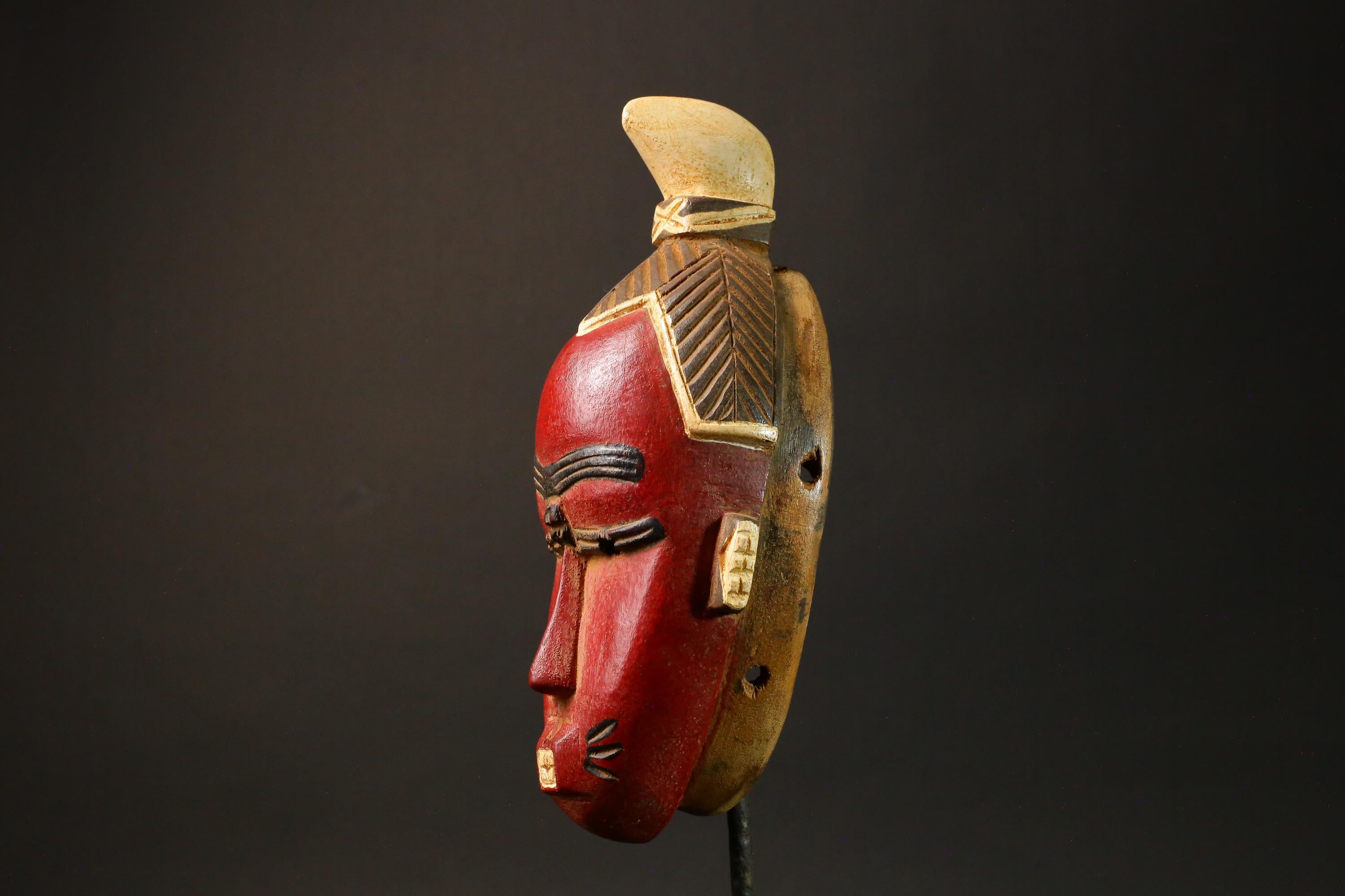 African mask Use tribal Baule Wall Hanging Primitive Art Collectibles Masks for wall-G2978