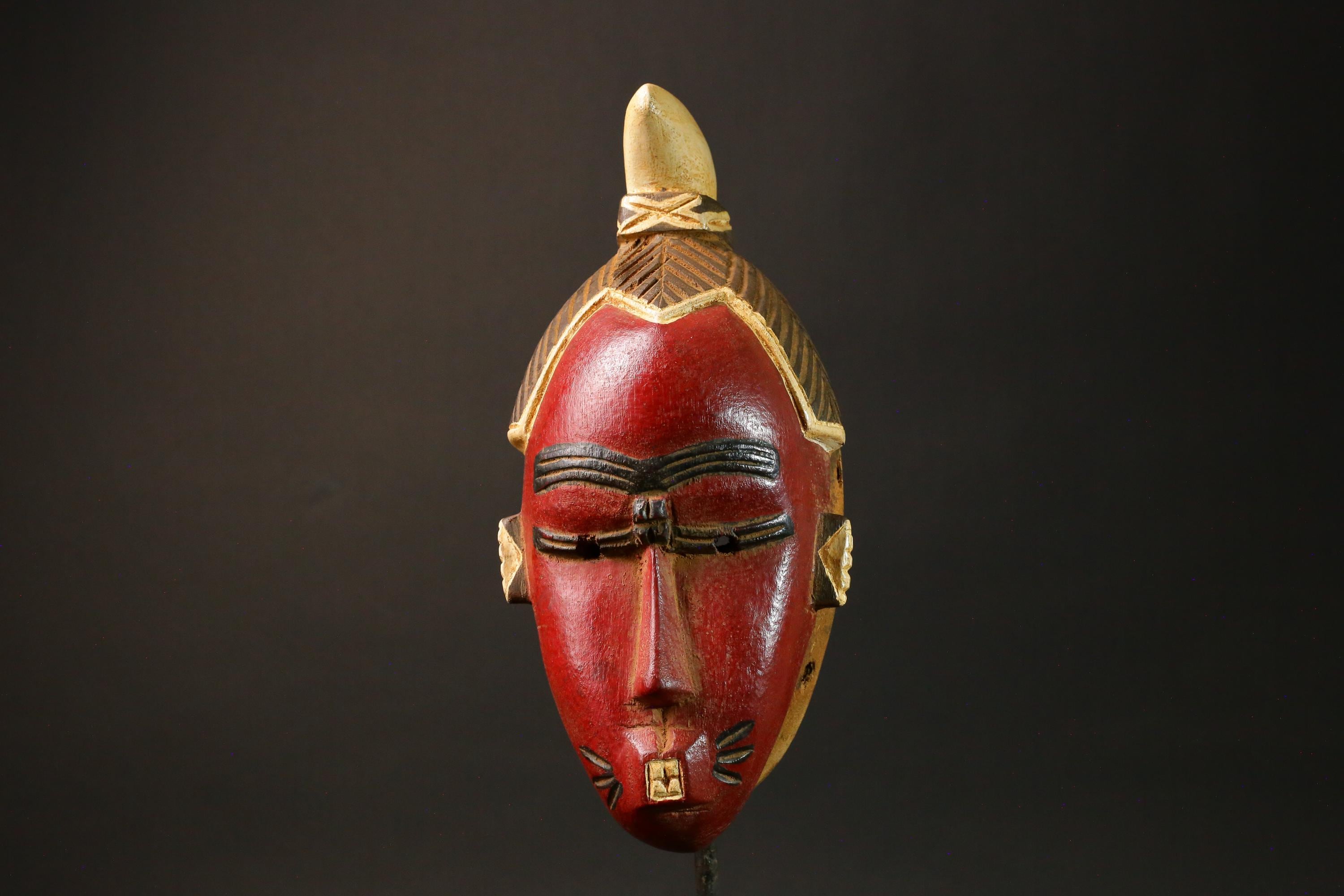 African mask Use tribal Baule Wall Hanging Primitive Art Collectibles Masks for wall-G2978