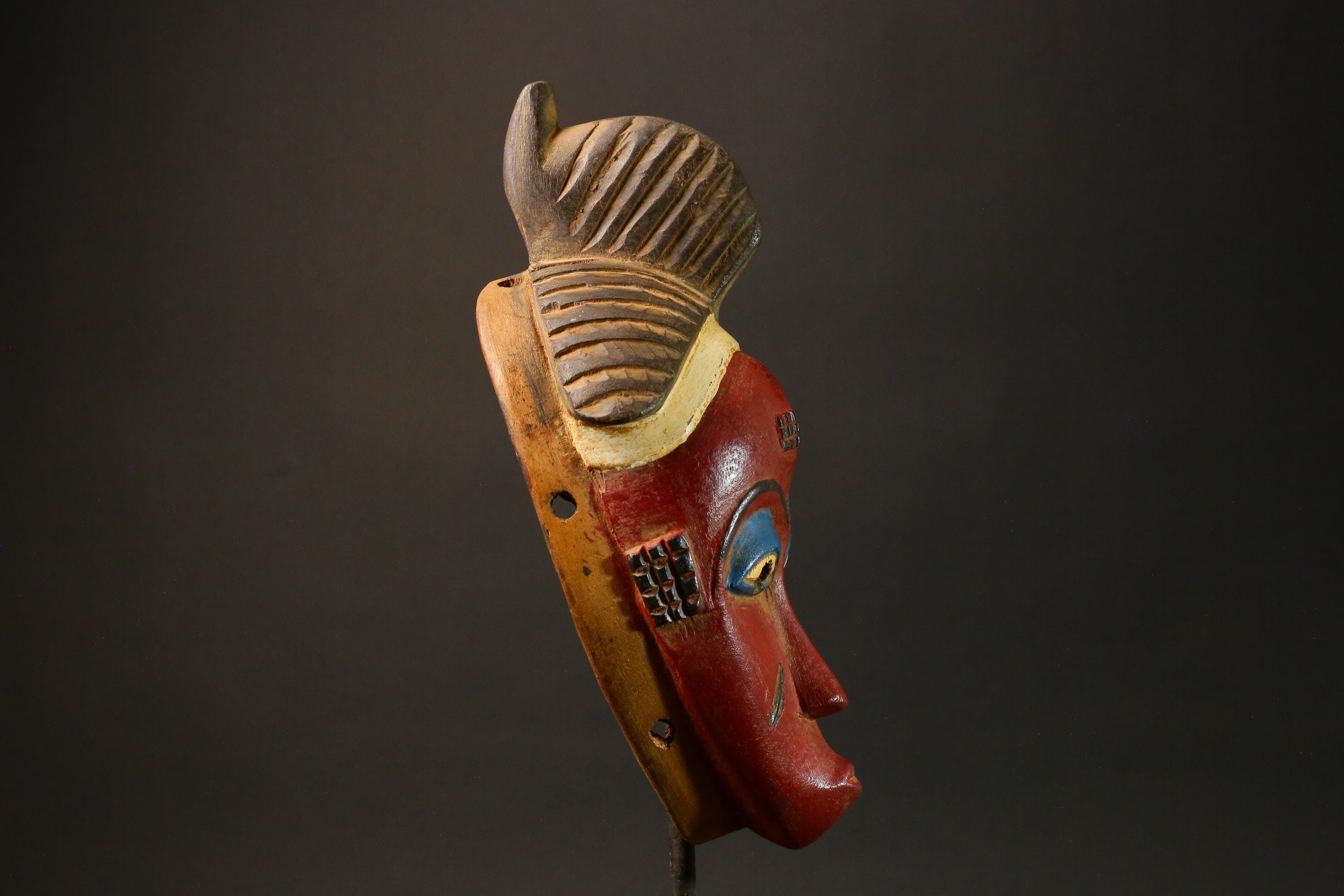 African Mask Antiques Tribal Face Vintage Wood Carved Hanging Guro Masks for wall-G2984
