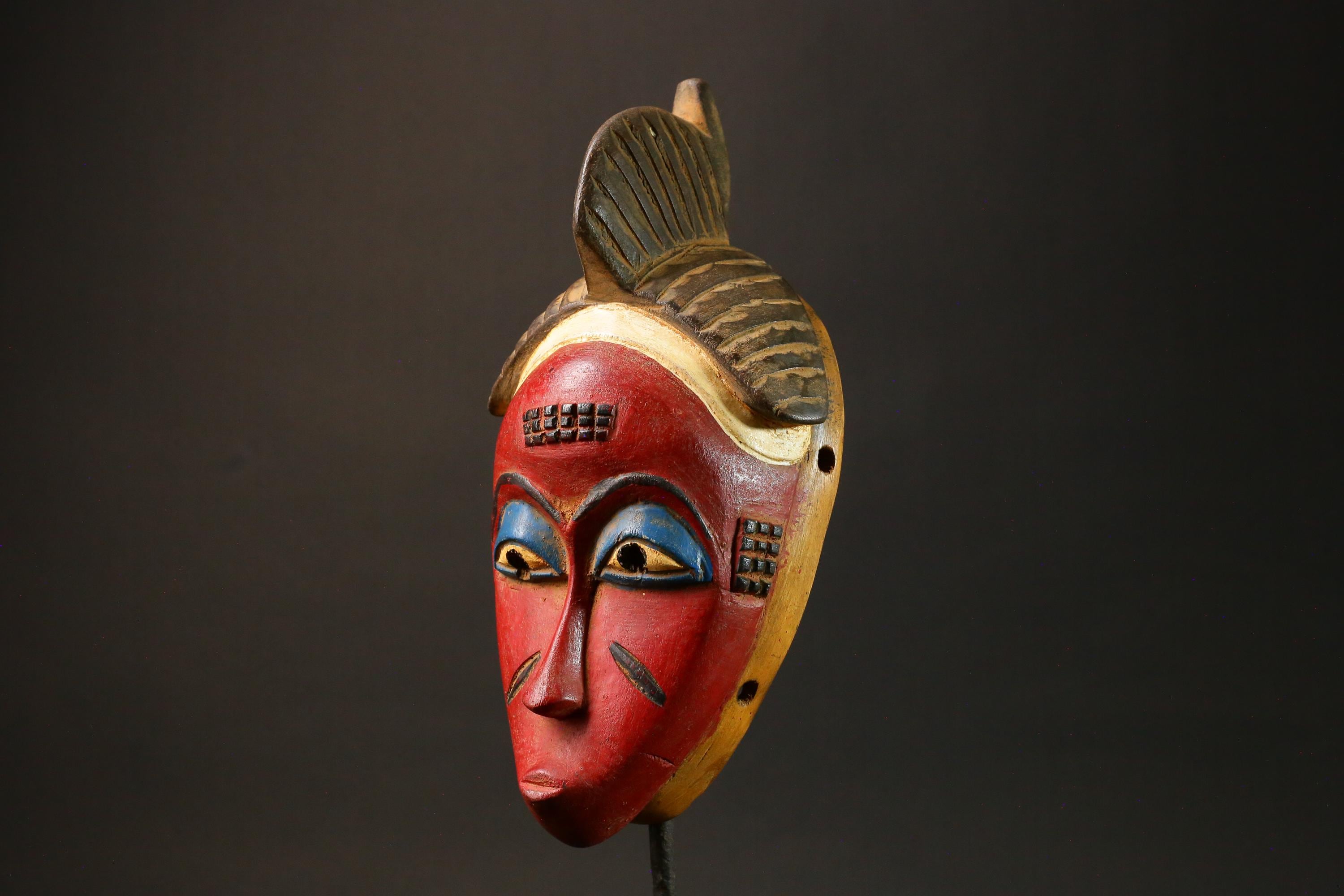 African Mask Antiques Tribal Face Vintage Wood Carved Hanging Guro Masks for wall-G2984