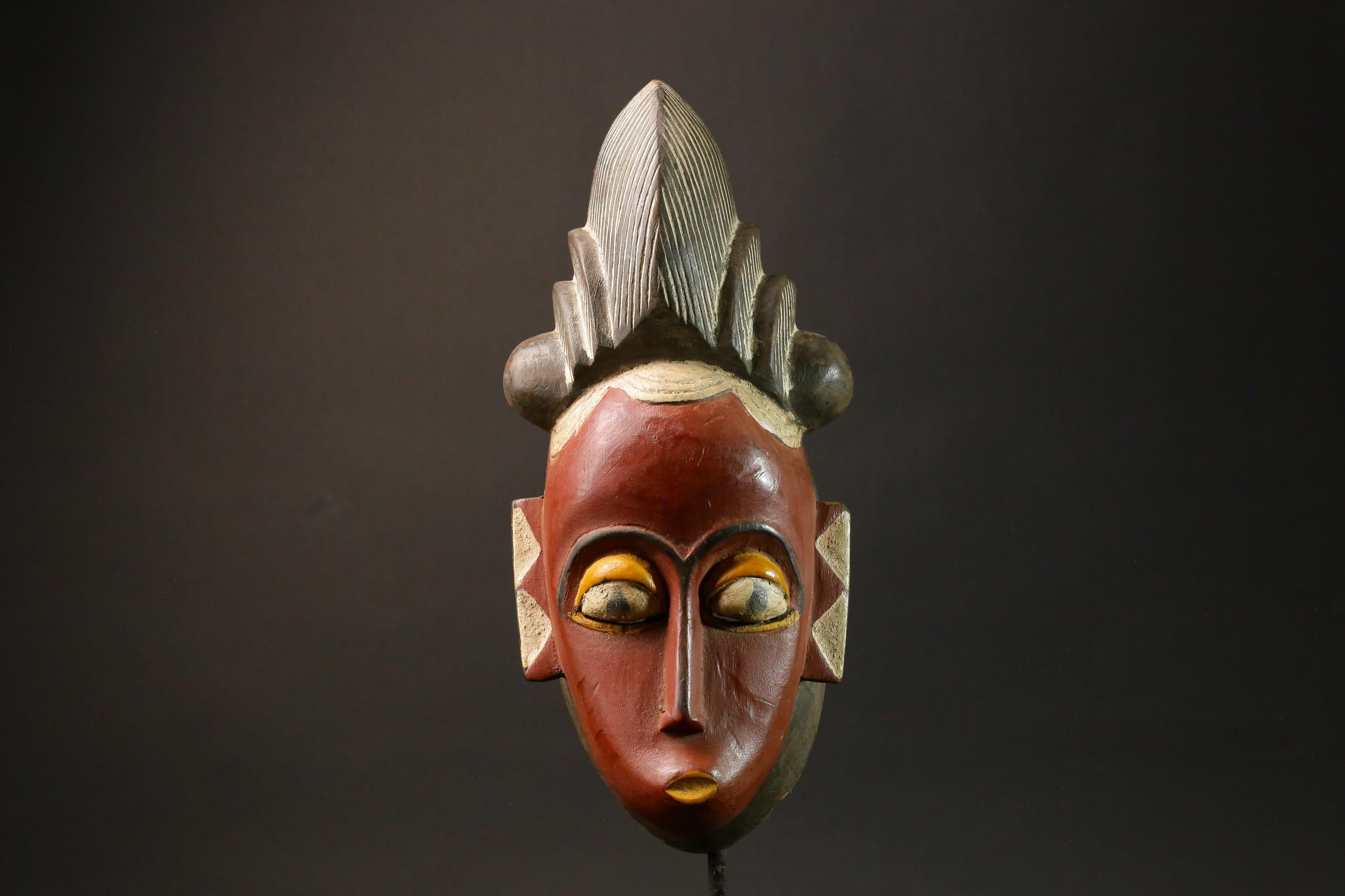 African mask wood African real figure Decoration Tribal Vintage Baule Masks for wall-7781