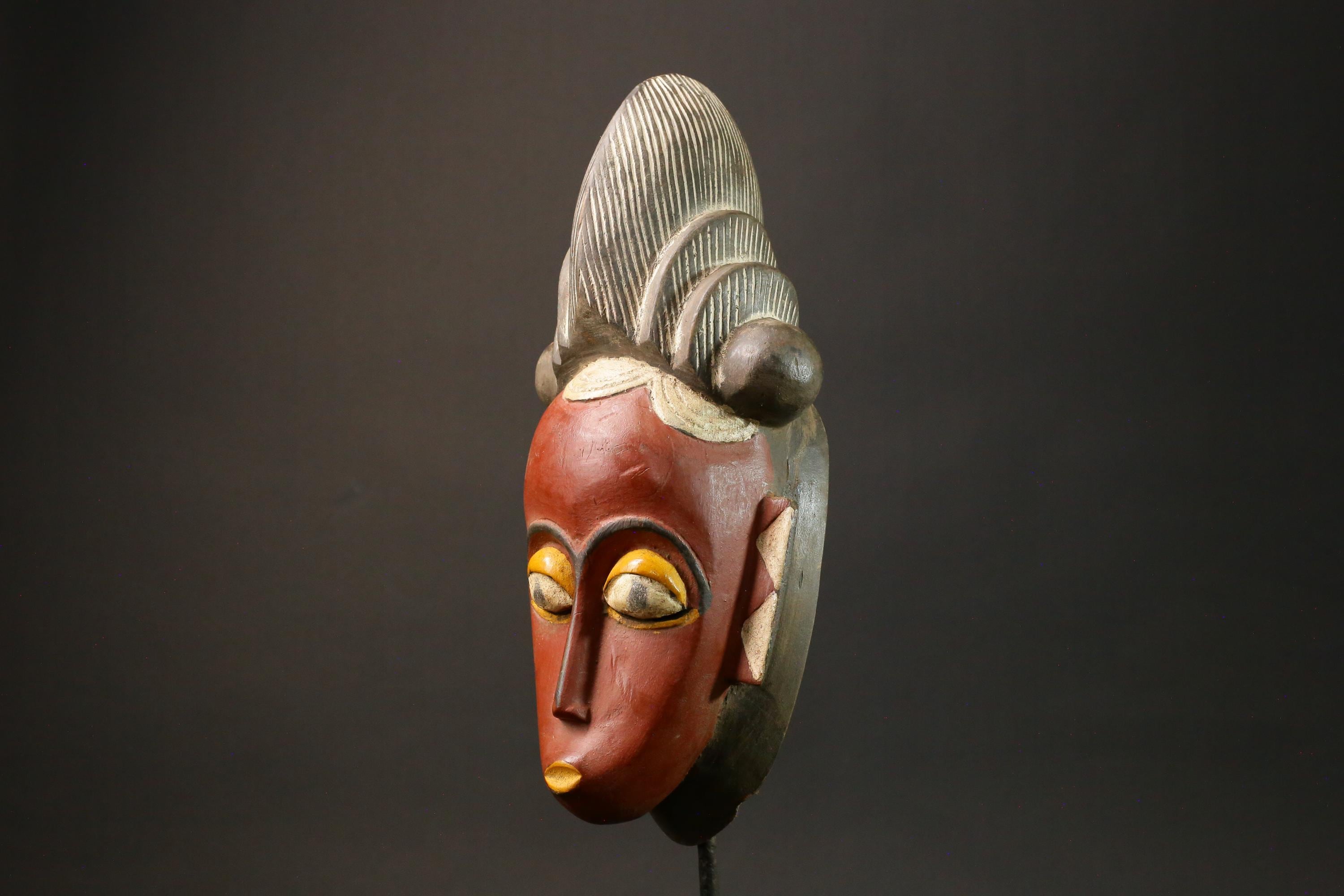 African mask wood African real figure Decoration Tribal Vintage Baule Masks for wall-7781