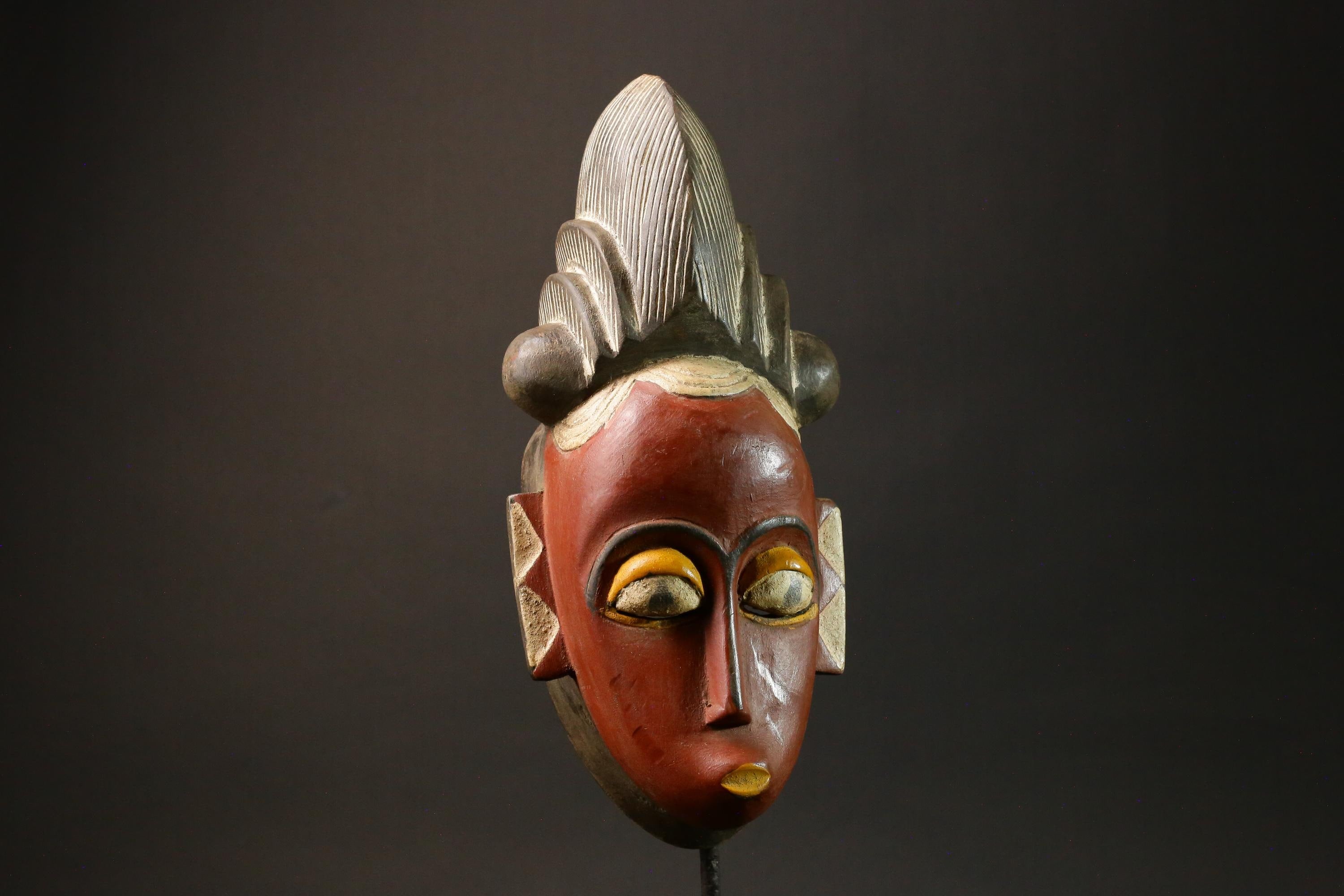 African mask wood African real figure Decoration Tribal Vintage Baule Masks for wall-7781
