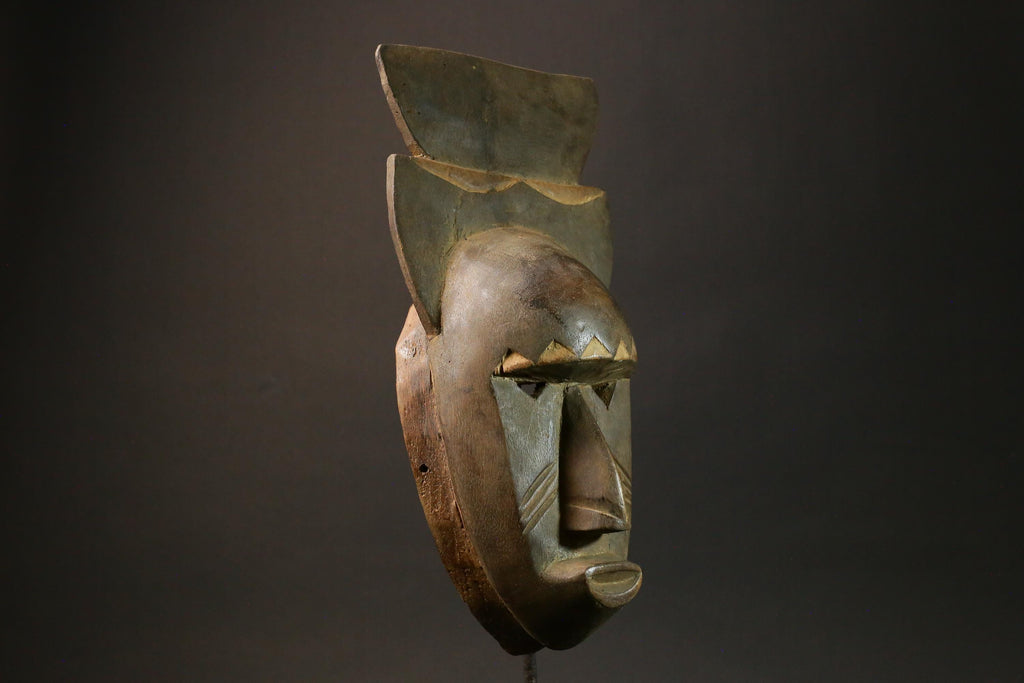 African mask wood Baule Antique real figure vintage African masks for wall-7738