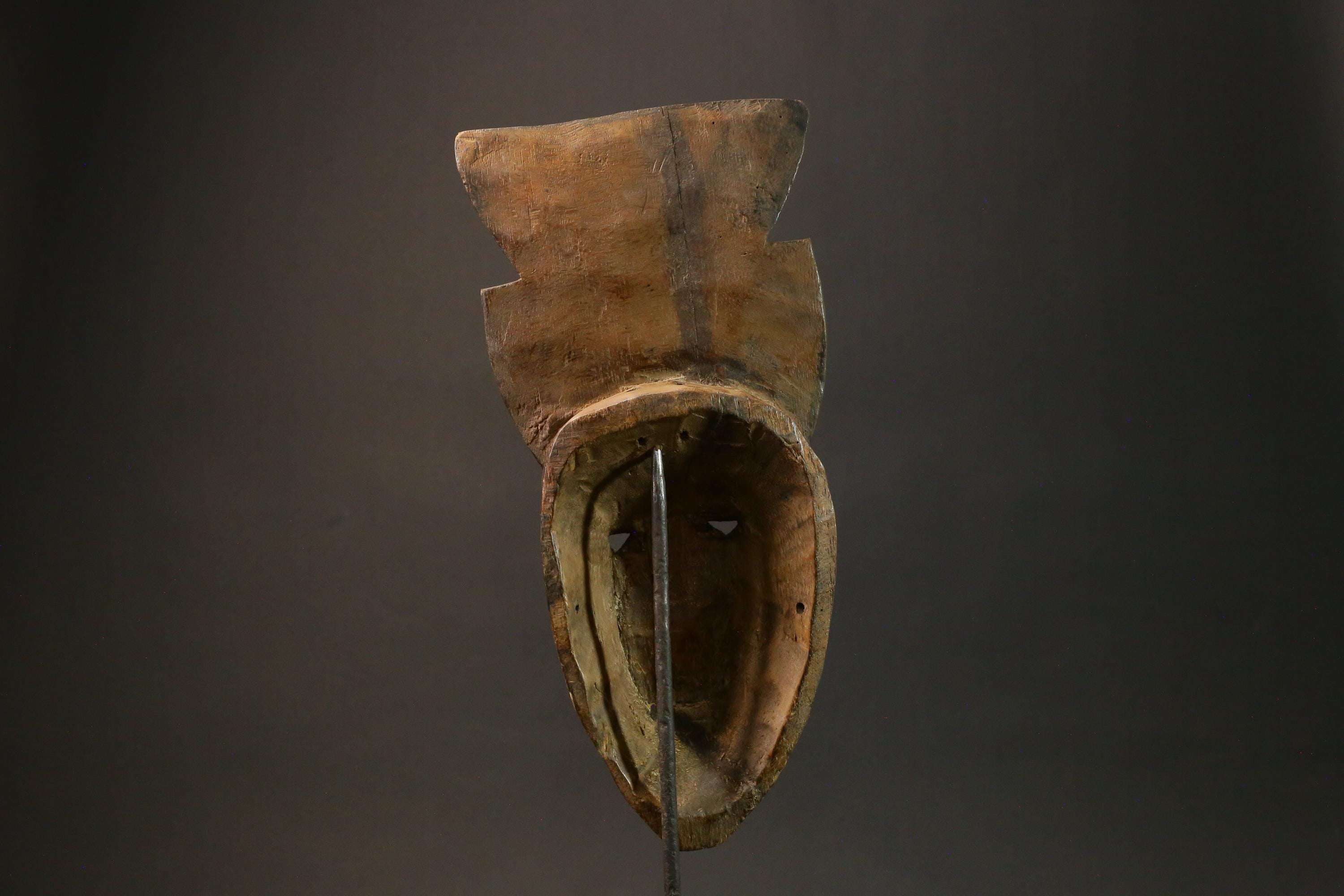 African mask wood Baule Antique real figure vintage African masks for wall-7738