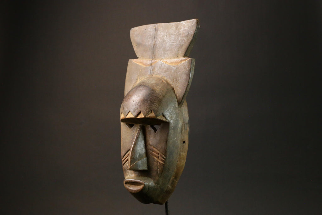 African mask wood Baule Antique real figure vintage African masks for wall-7738