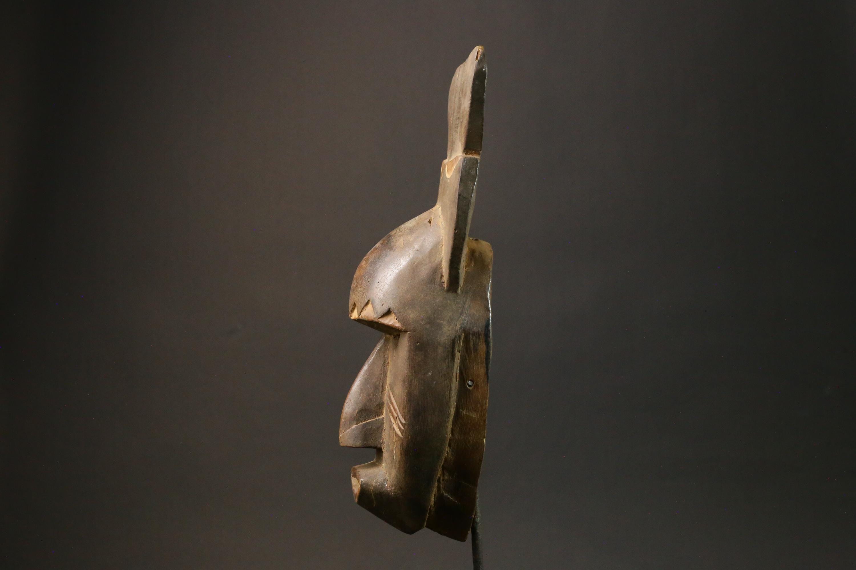 African mask wood Baule Antique real figure vintage African masks for wall-7738