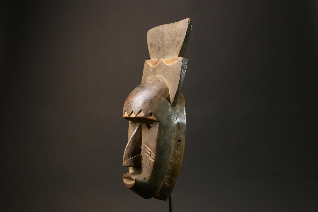 African mask wood Baule Antique real figure vintage African masks for wall-7738