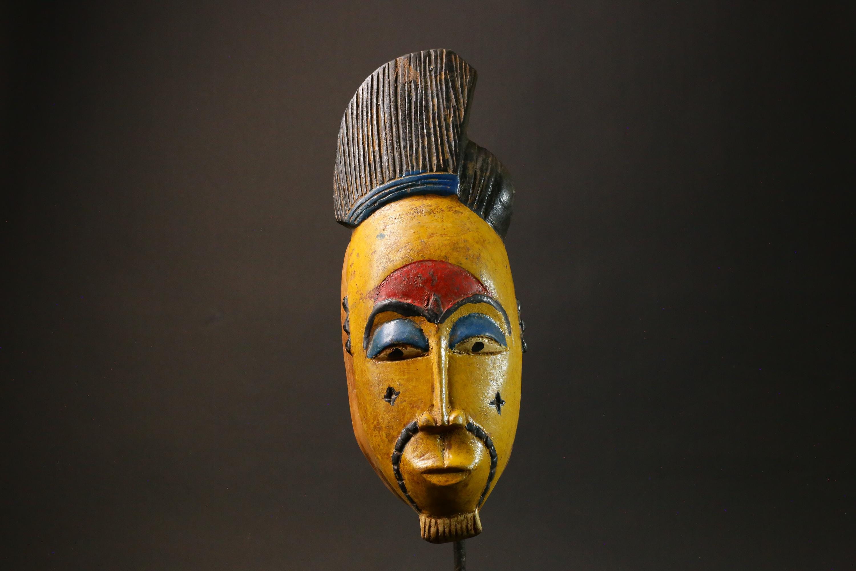 African wood mask antiques Face vintage Baule Mask Collectibles Home Decor Masks for wall-7816