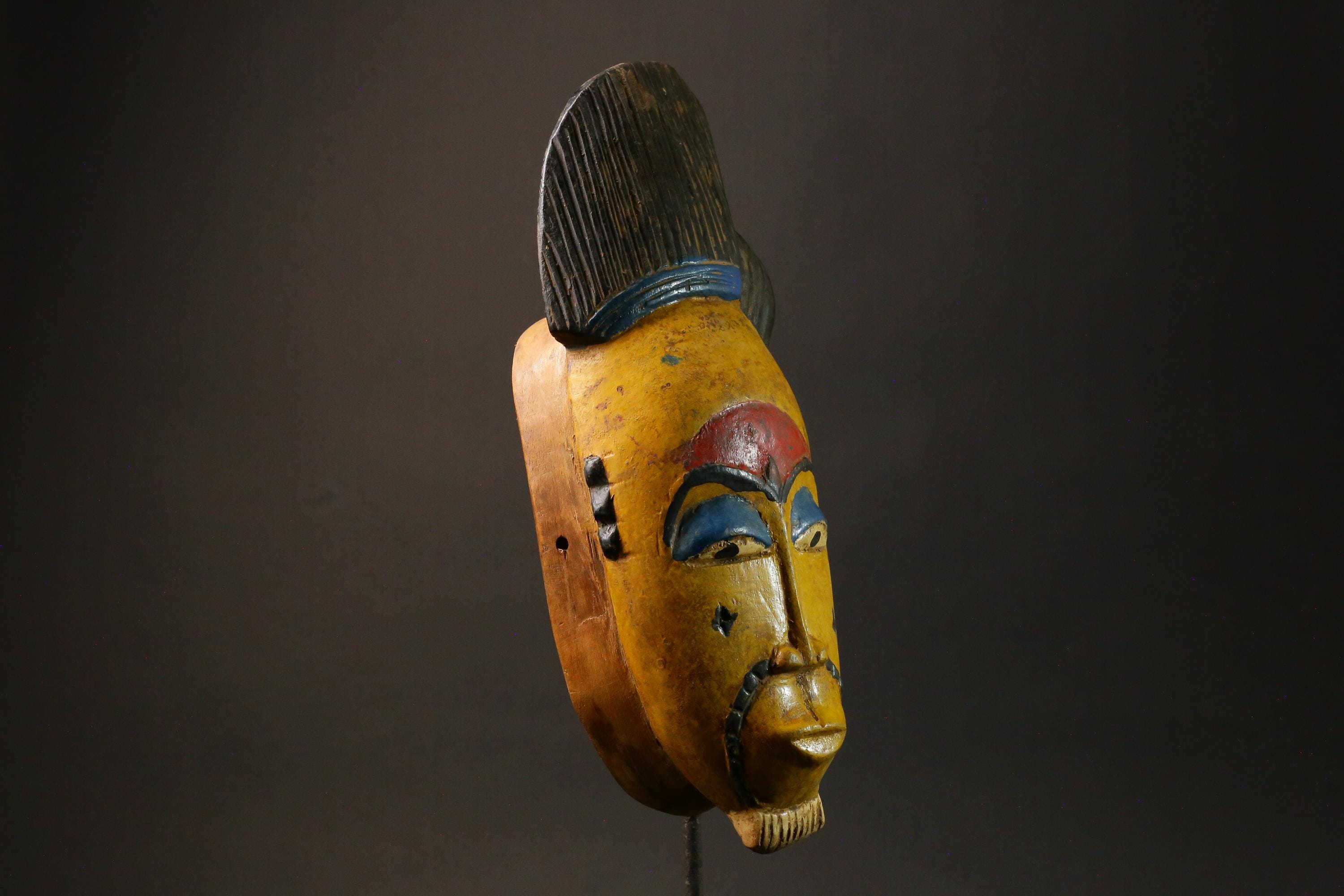 African wood mask antiques Face vintage Baule Mask Collectibles Home Decor Masks for wall-7816
