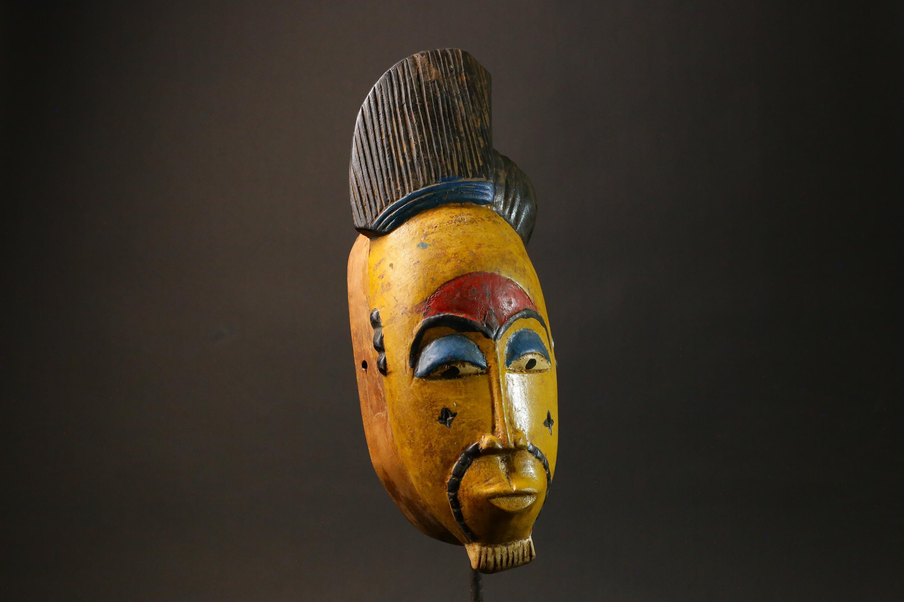 African wood mask antiques Face vintage Baule Mask Collectibles Home Decor Masks for wall-7816