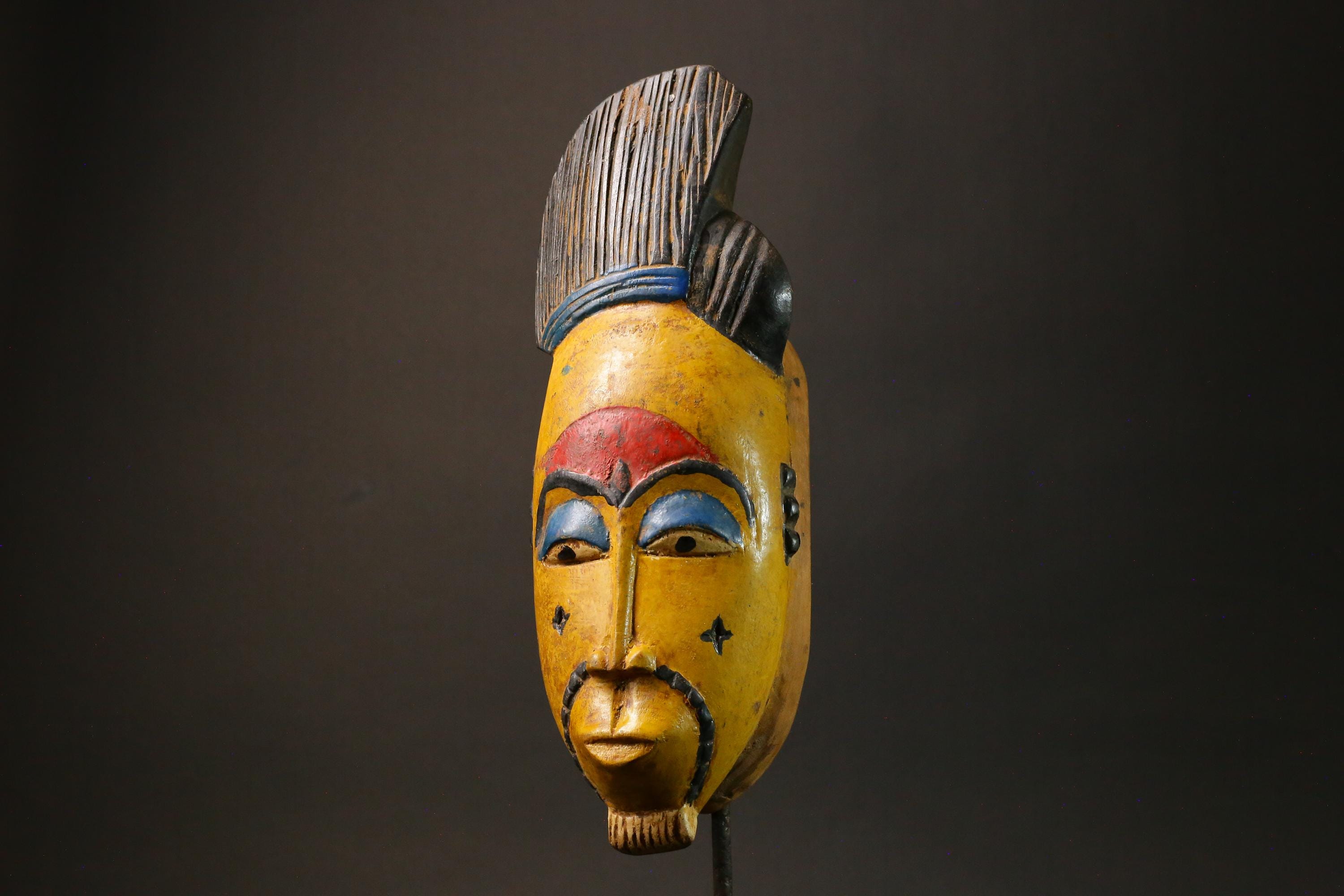 African wood mask antiques Face vintage Baule Mask Collectibles Home Decor Masks for wall-7816