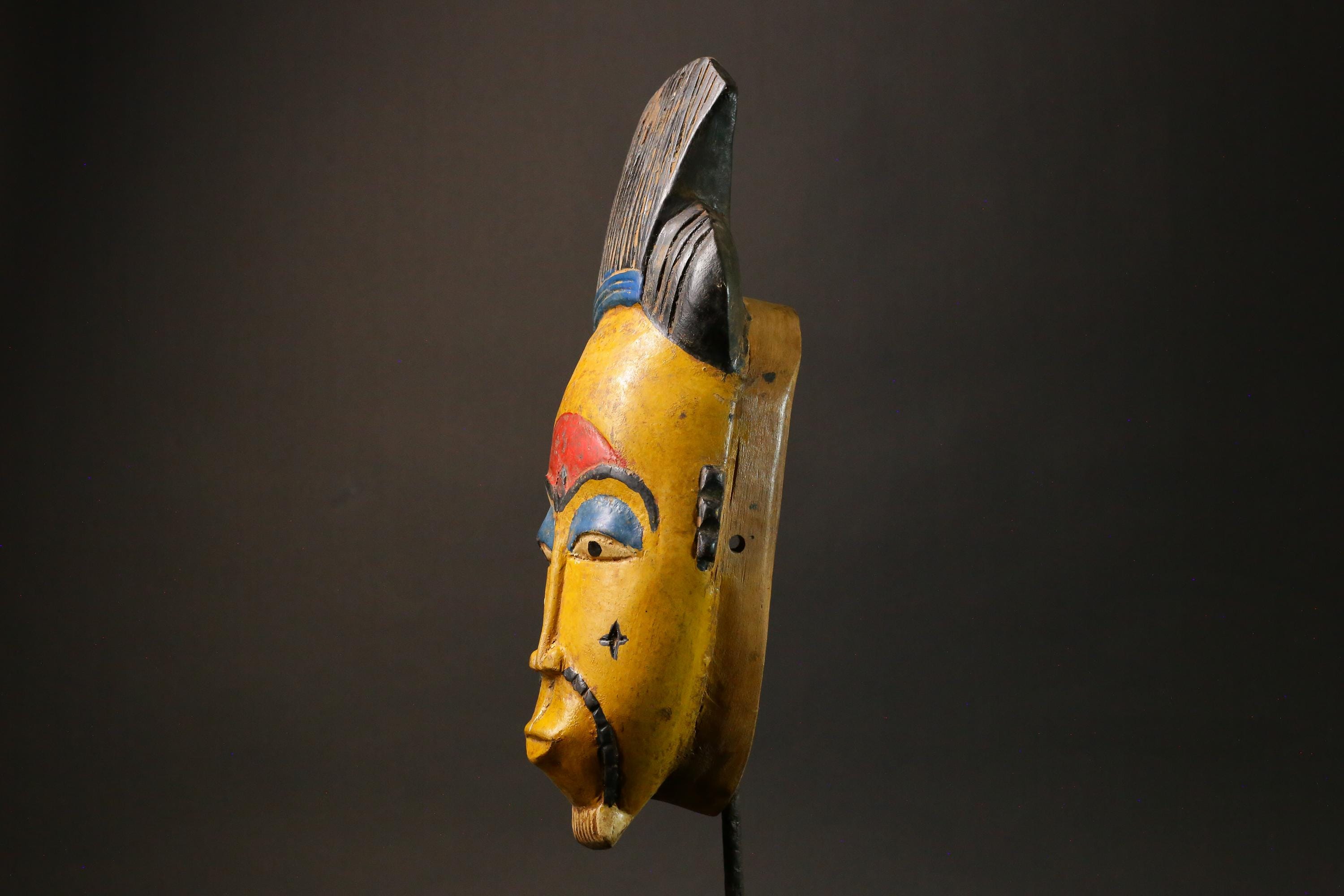 African wood mask antiques Face vintage Baule Mask Collectibles Home Decor Masks for wall-7816