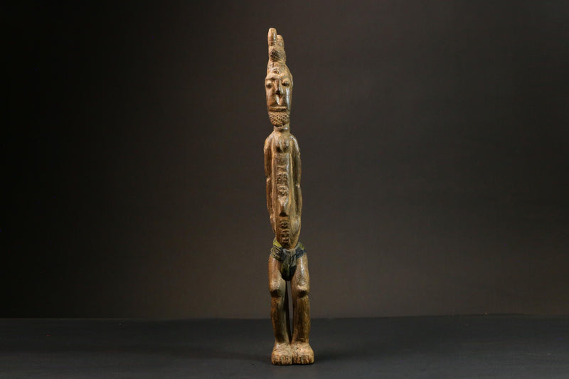 African statue wooden vintage hand Divination Figure African Sculpture Art -8973