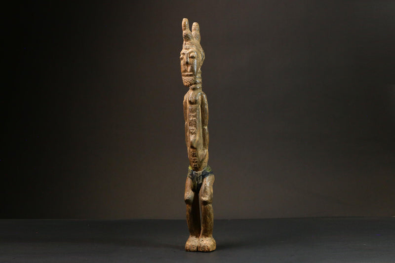 African statue wooden vintage hand Divination Figure African Sculpture Art -8973