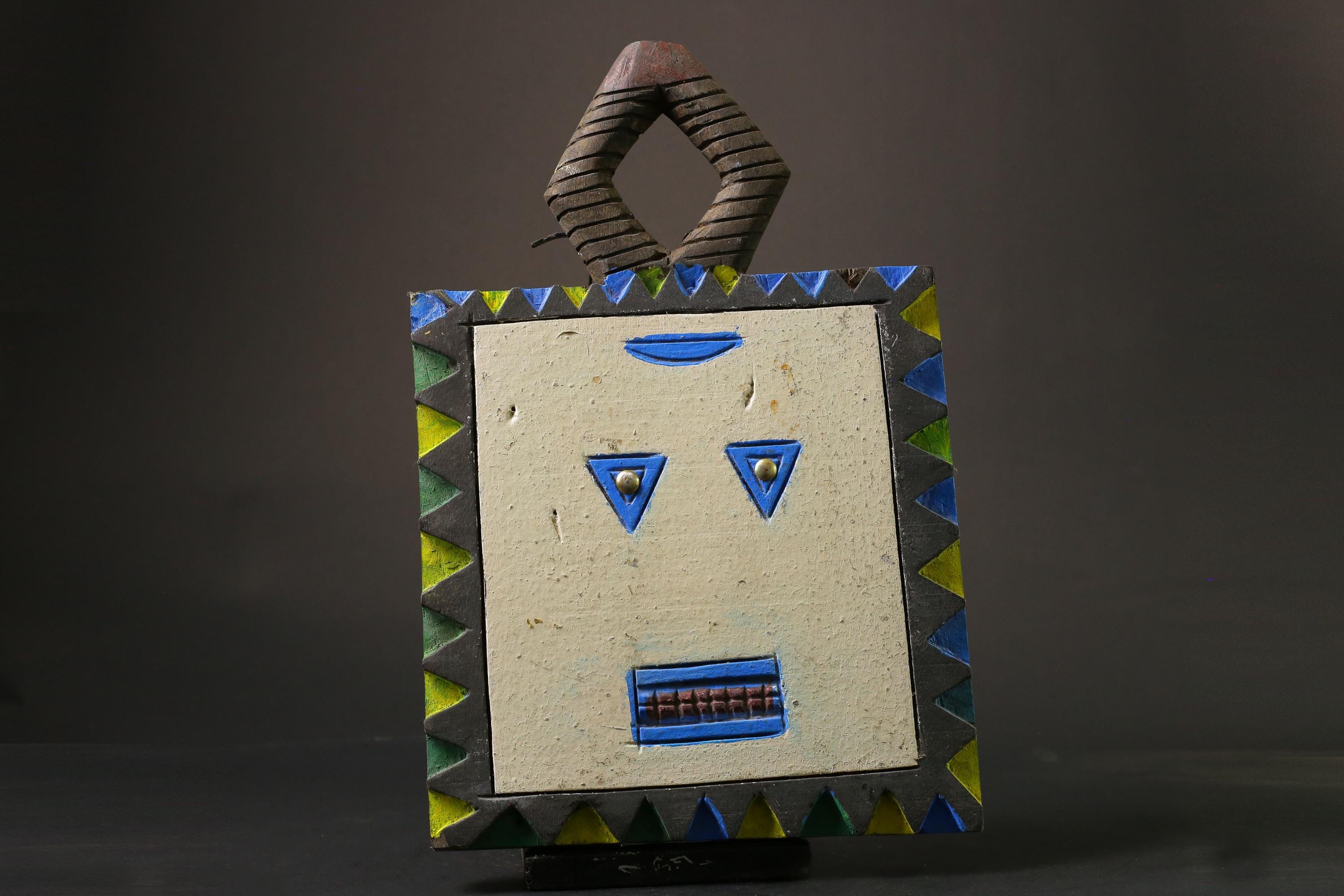 African mask wood African real figure vintage African masks for wall Baule Goli Mask-G1157