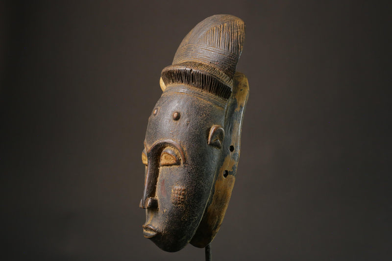 African Mask Antique Tribal Art Mask Woodcarving Master Vintage Baule Antique1707