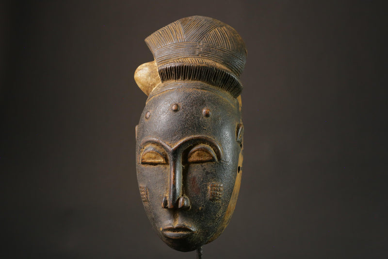 African Mask Antique Tribal Art Mask Woodcarving Master Vintage Baule Antique1707