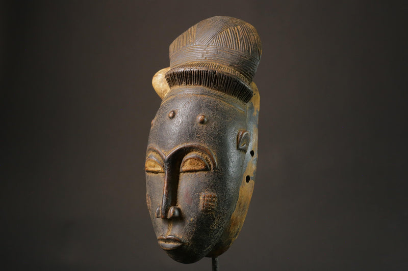 African Mask Antique Tribal Art Mask Woodcarving Master Vintage Baule Antique1707