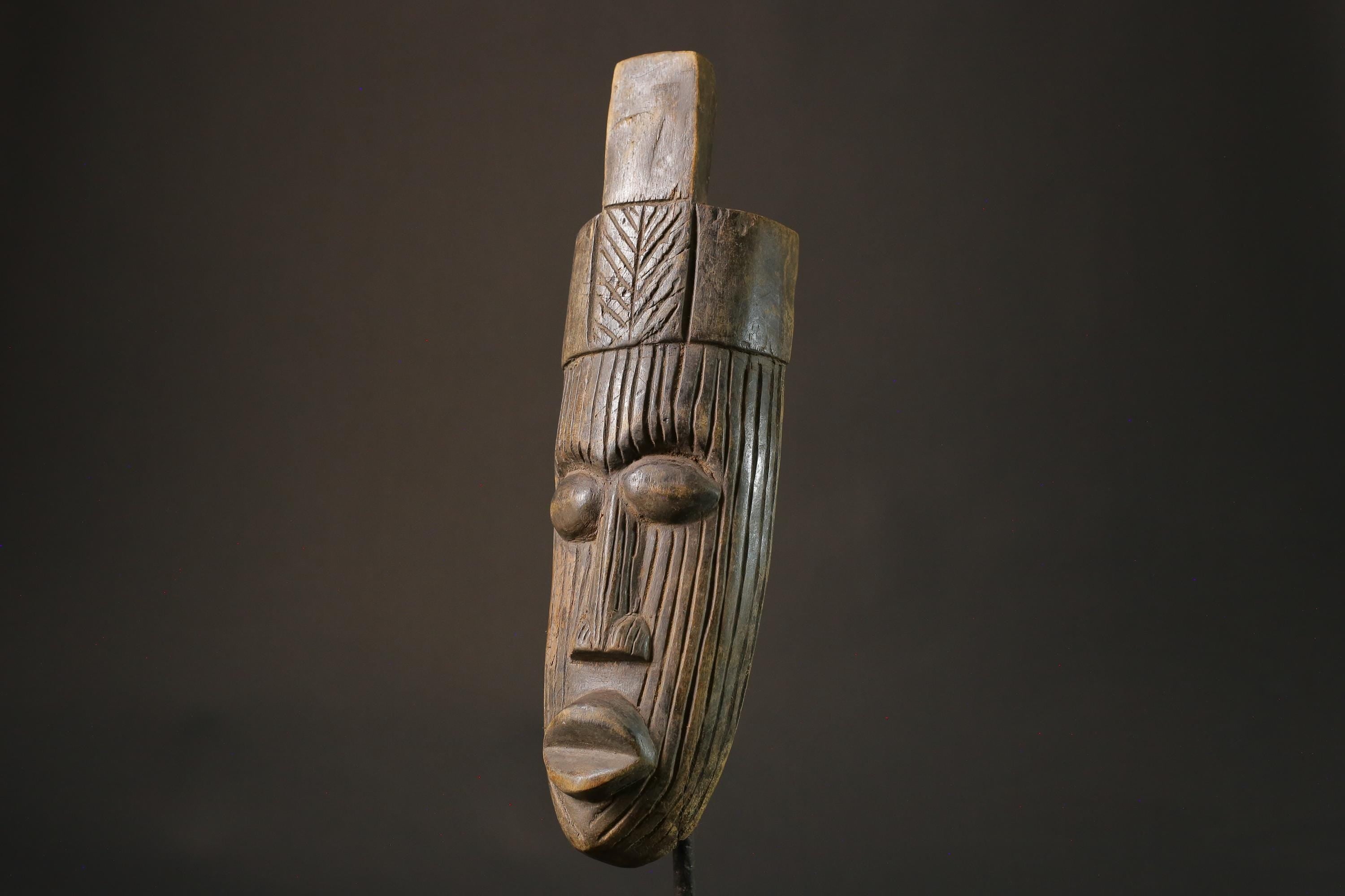 African mask wood African real figure vintage African masks for wall Dan Unique- 7419