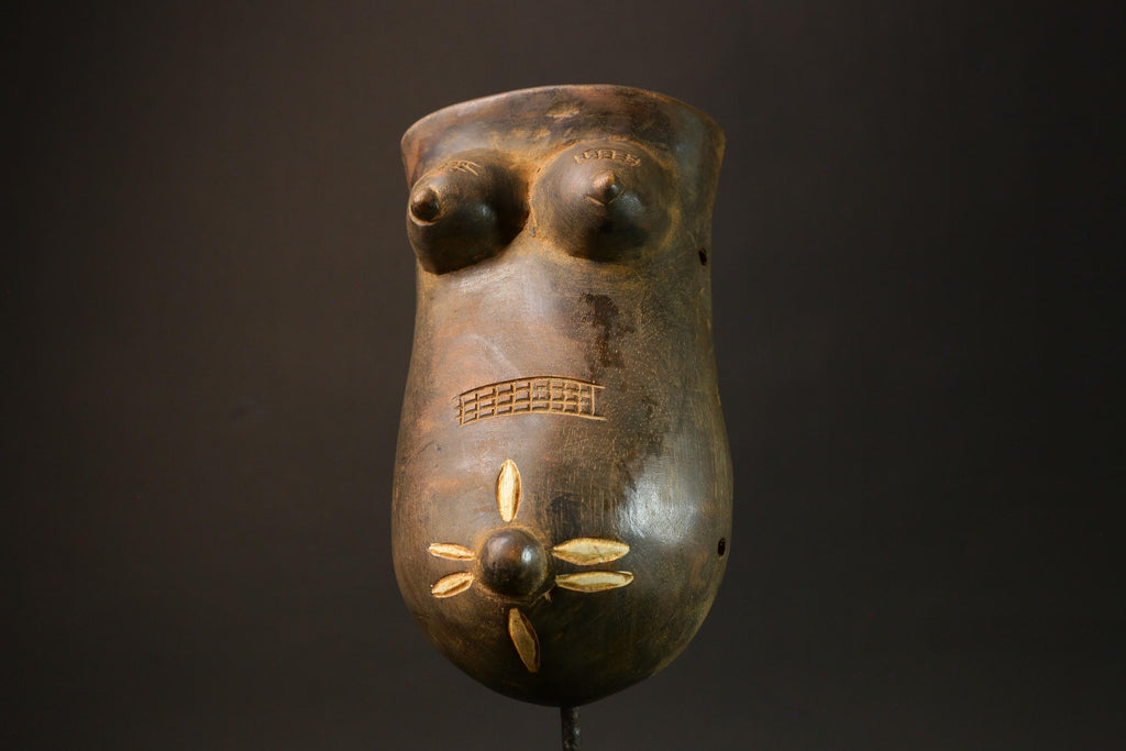 African Brown Makonde Tribe African Mask: Artistic Representation of Woman-G3006