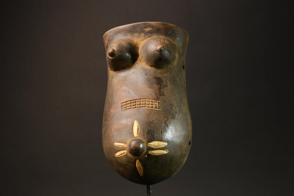 African Brown Makonde Tribe African Mask: Artistic Representation of Woman-G3006