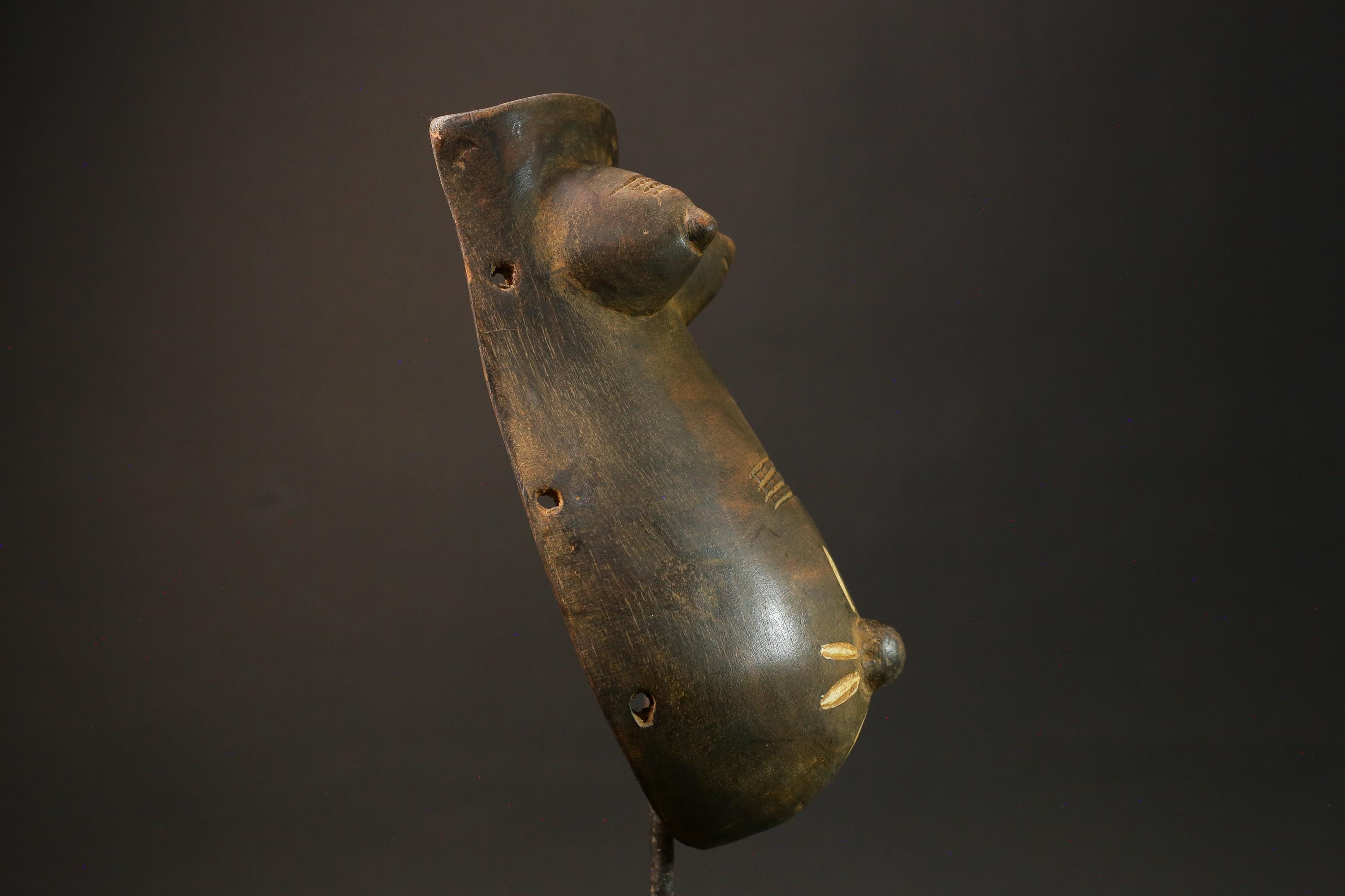 African Brown Makonde Tribe African Mask: Artistic Representation of Woman-G3006