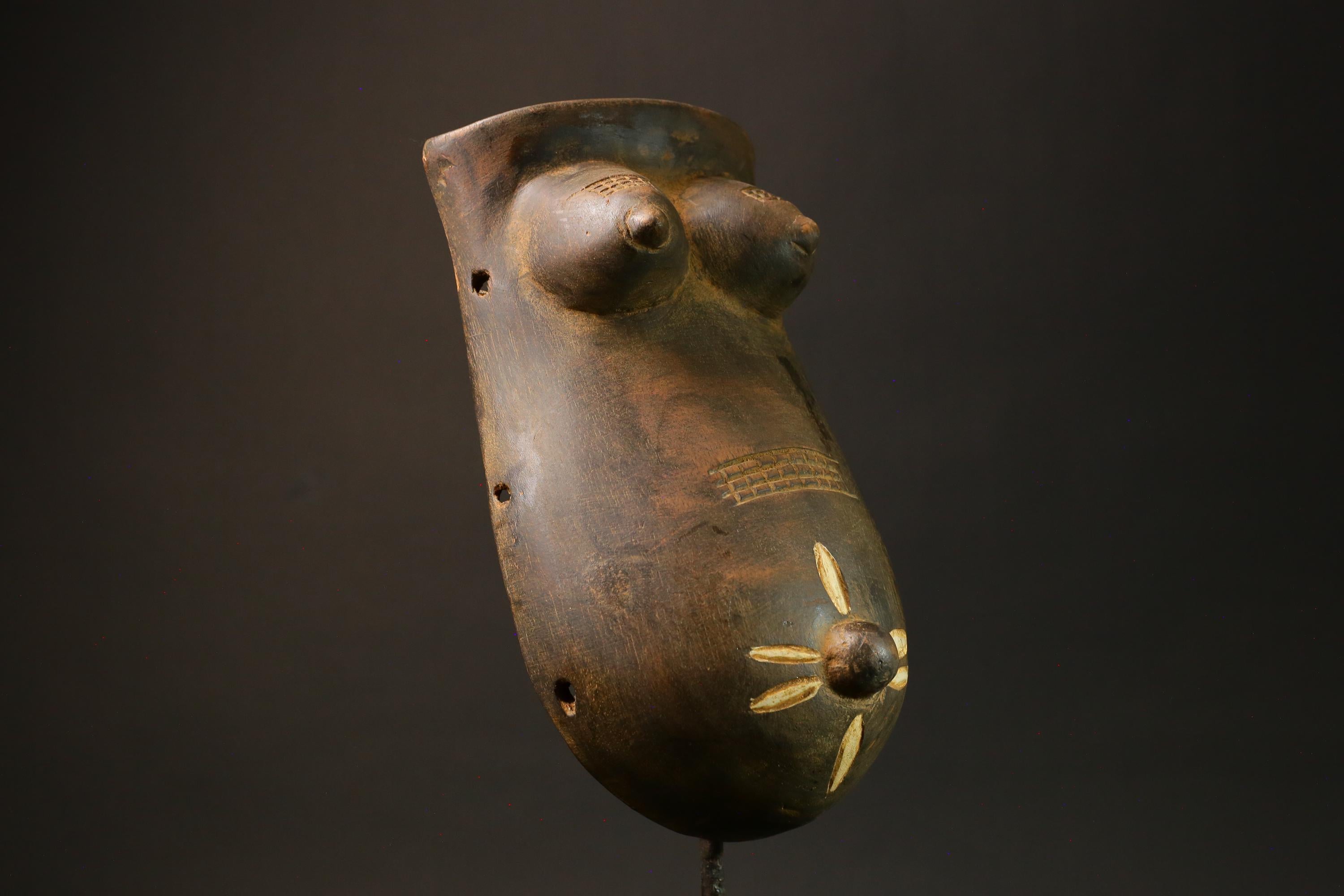 African Brown Makonde Tribe African Mask: Artistic Representation of Woman-G3006