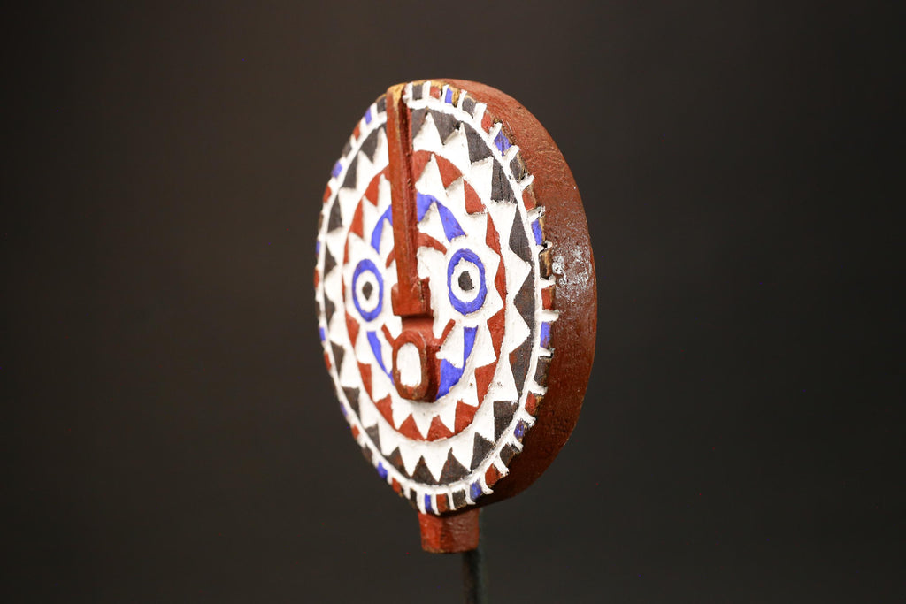 African Mask Colorful Sun Mask of Bwa Mossi, Burkina Faso, Crafted in Wood-G3009