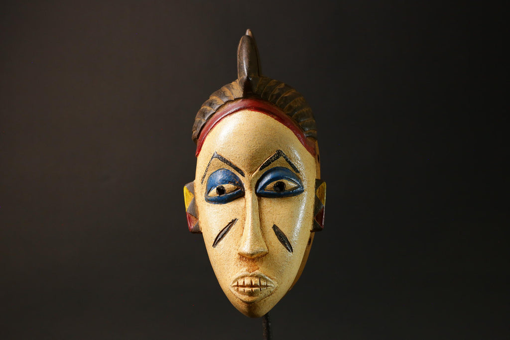 African Mask Traditional White Wood Guru Tribal Mask Celebrating Heritage Masks for wall-G3015