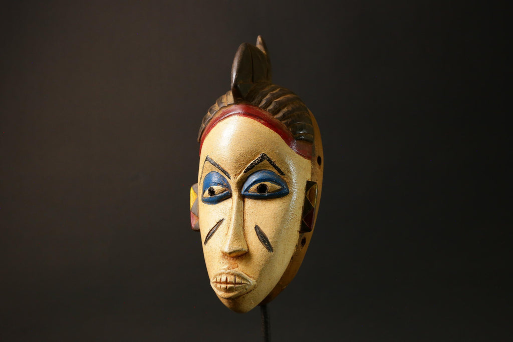 African Mask Traditional White Wood Guru Tribal Mask Celebrating Heritage Masks for wall-G3015