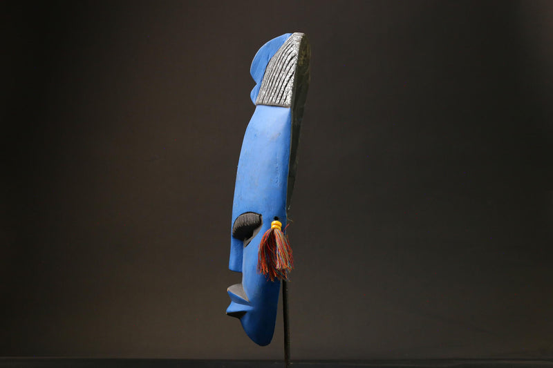 African Mask Traditional Blue Mask from Ghana, Unique Wall Decor Masks for wall-6226