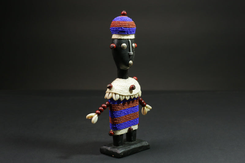 african statue wooden doll Namji Klein doll Namji Doll in Cameroon beads-G1145