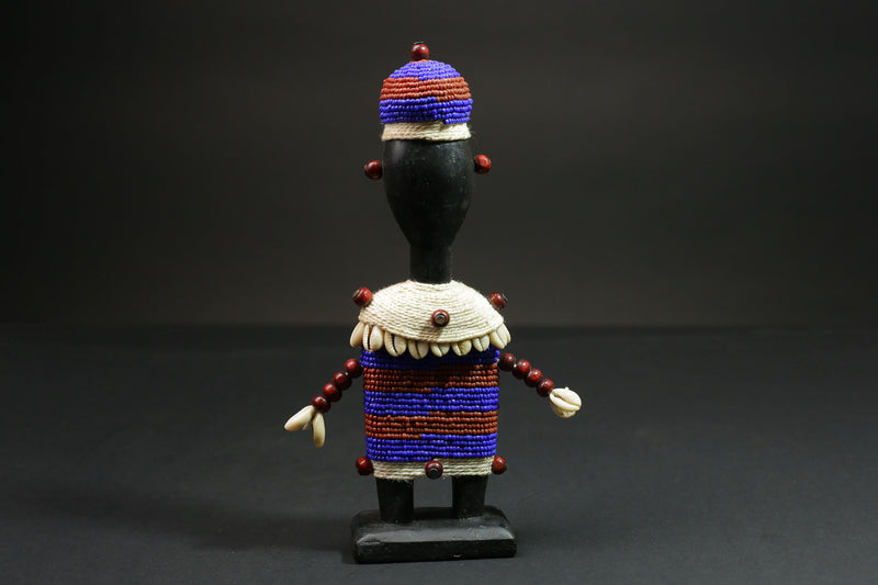 african statue wooden doll Namji Klein doll Namji Doll in Cameroon beads-G1145