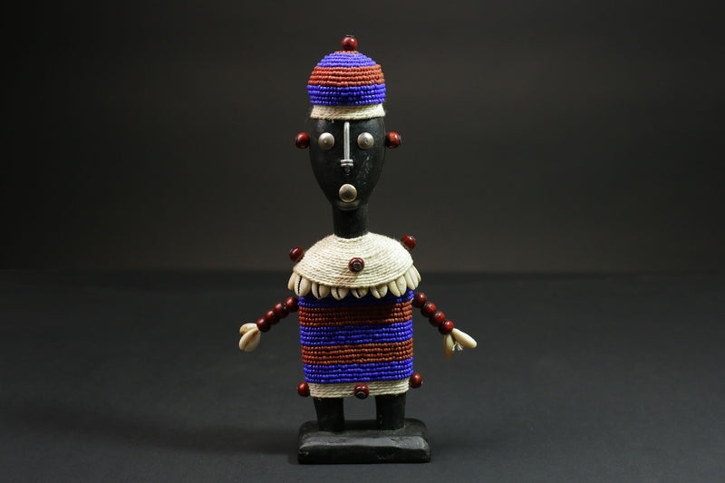 african statue wooden doll Namji Klein doll Namji Doll in Cameroon beads-G1145