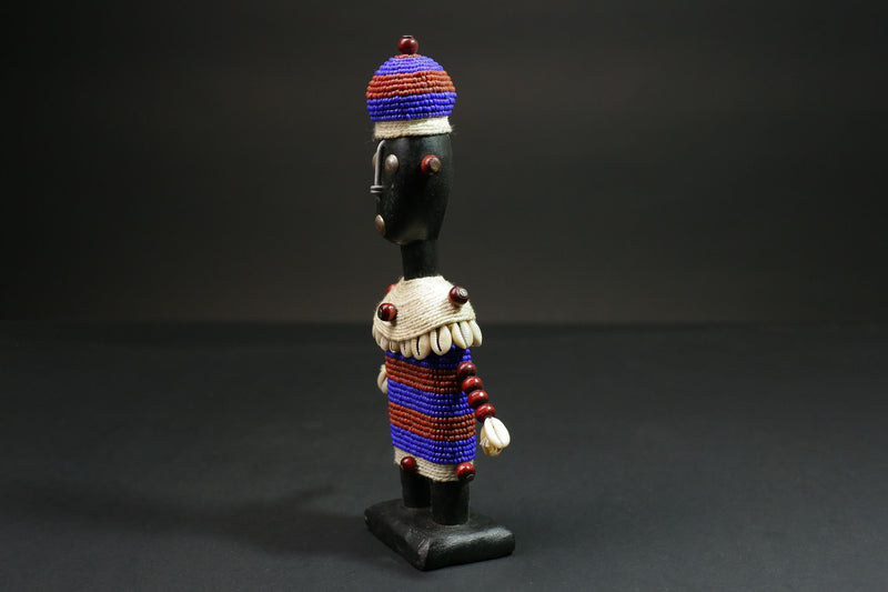 african statue wooden doll Namji Klein doll Namji Doll in Cameroon beads-G1145