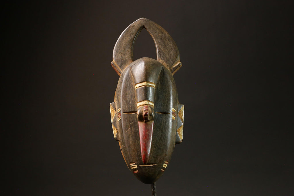 African Mask Traditional Brown Wooden Guru Mask with Elephant Nose Motif Masks for wall-G3022