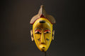 African Mask Yellow Wooden Baule Tribe Wall Hanging Art, Unique Décor Masks for wall-G3024