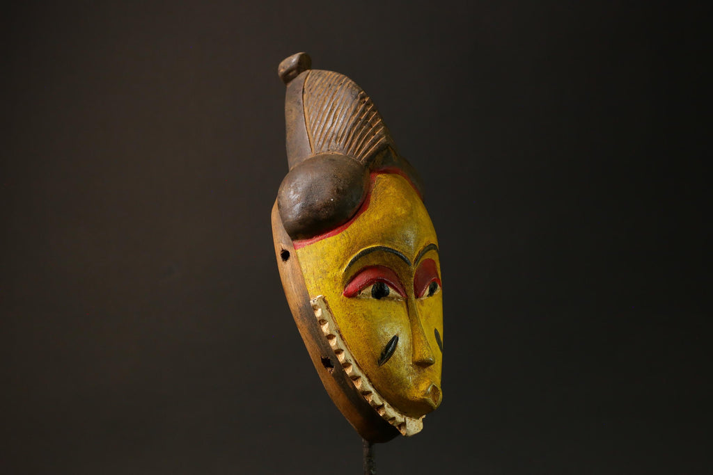 Antique African Mask Baule Yellow Wood Masterpiece for Wall Décor Mask for Wall-G3034