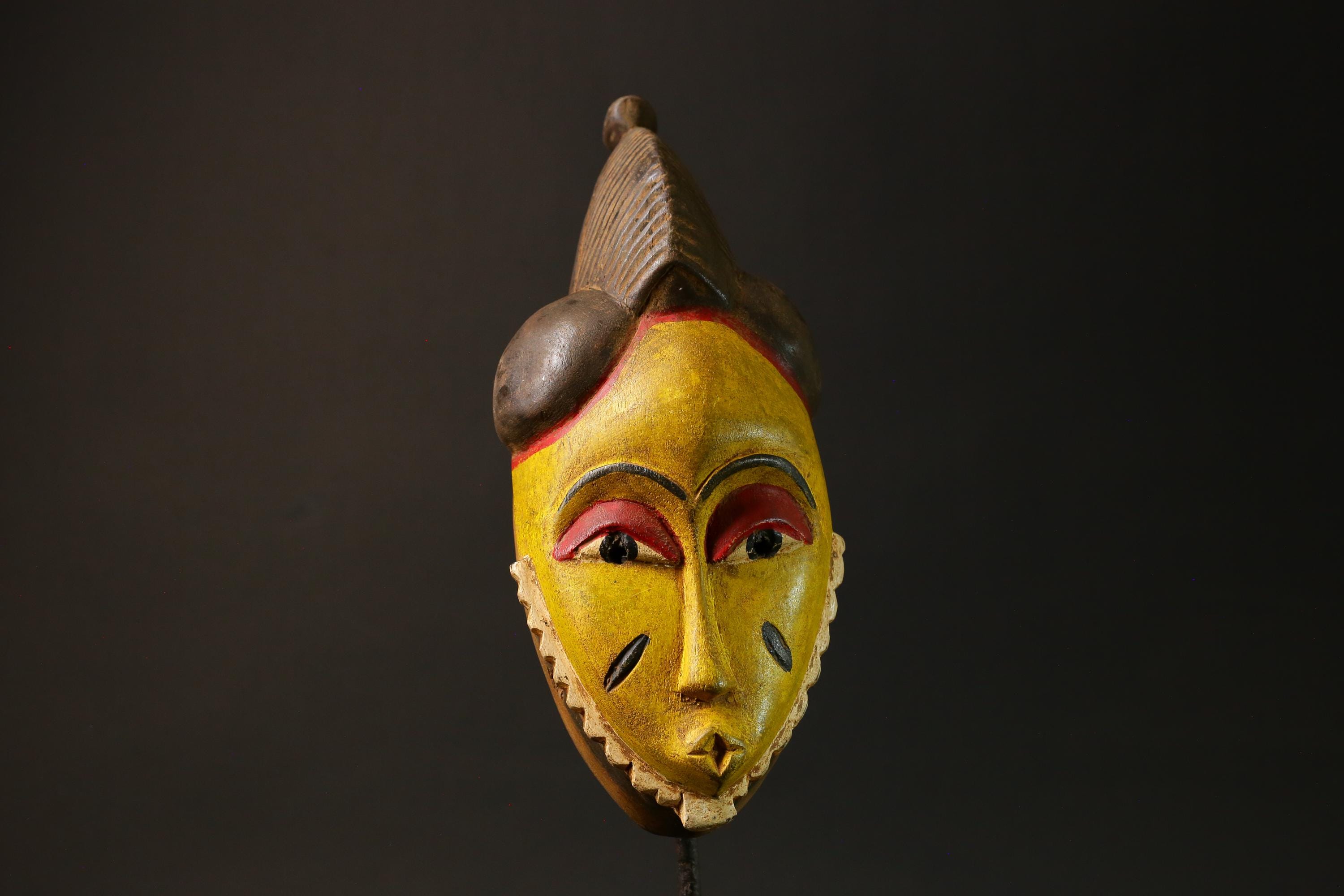 Antique African Mask Baule Yellow Wood Masterpiece for Wall Décor Mask for Wall-G3034
