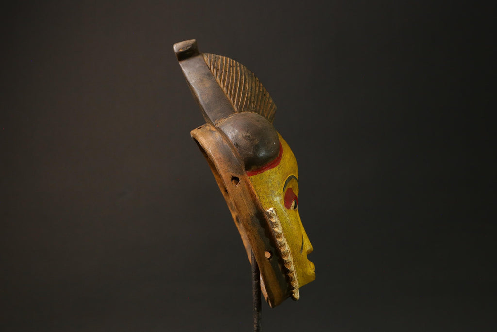 Antique African Mask Baule Yellow Wood Masterpiece for Wall Décor Mask for Wall-G3034