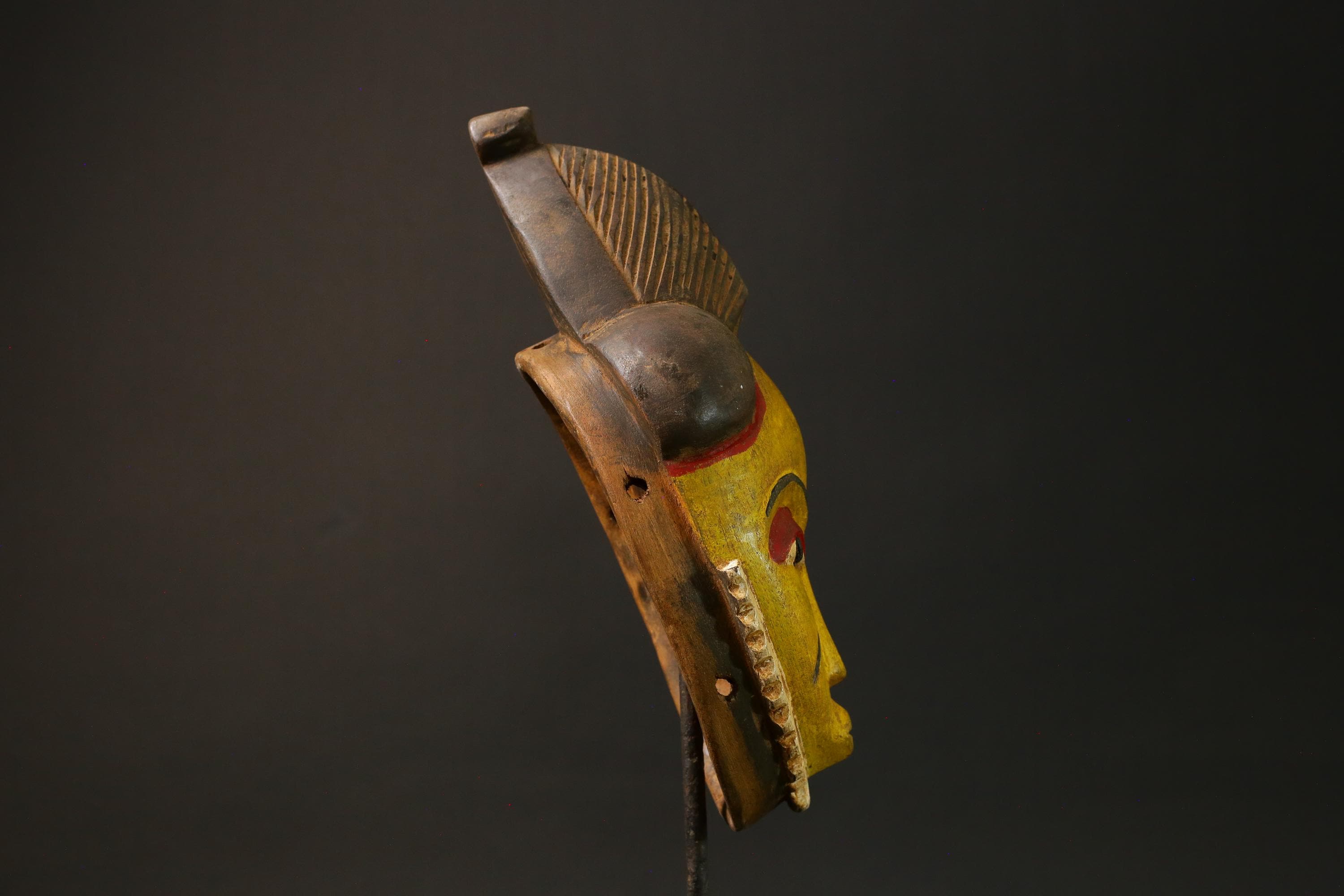 Antique African Mask Baule Yellow Wood Masterpiece for Wall Décor Mask for Wall-G3034