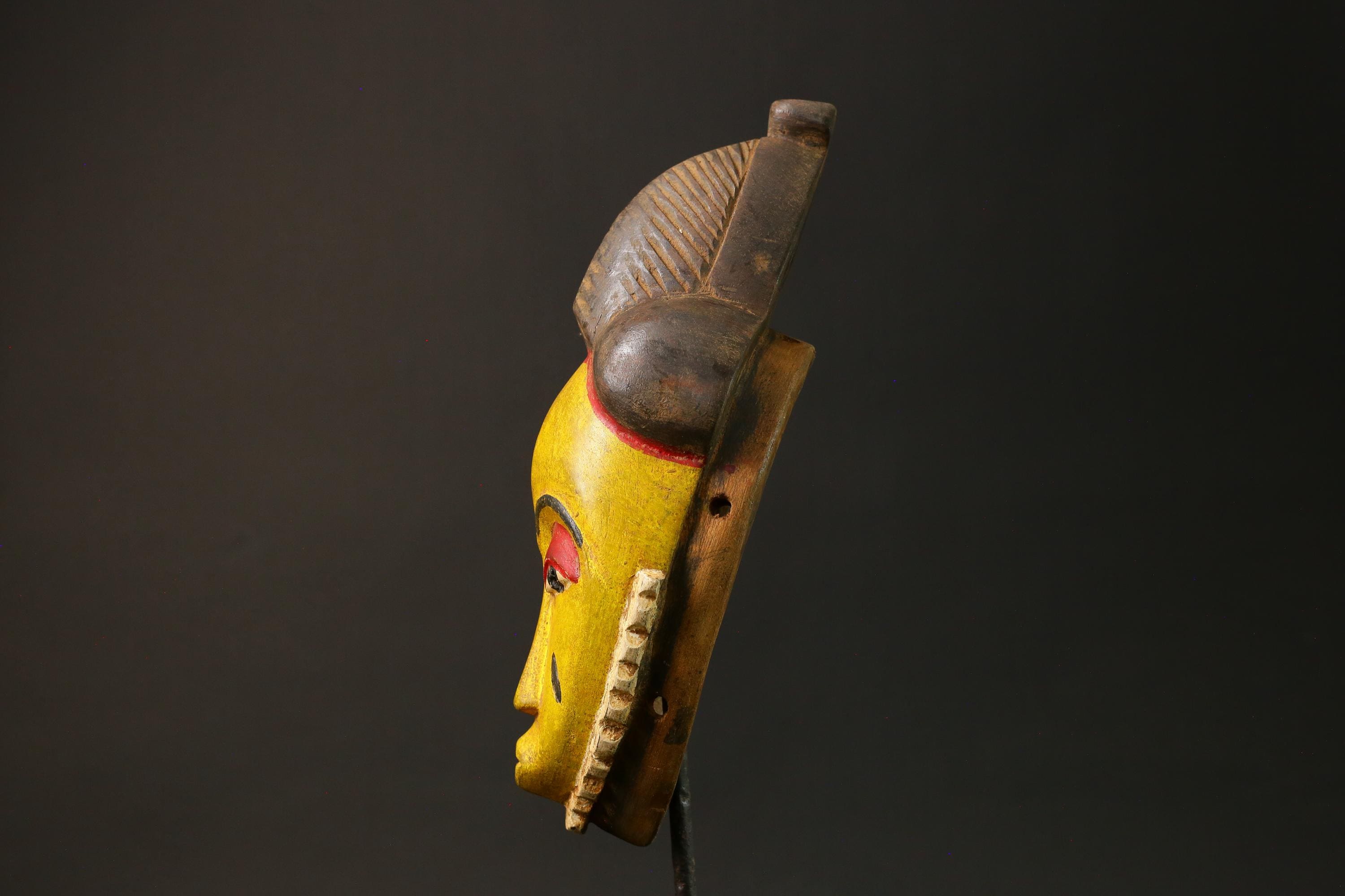 Antique African Mask Baule Yellow Wood Masterpiece for Wall Décor Mask for Wall-G3034
