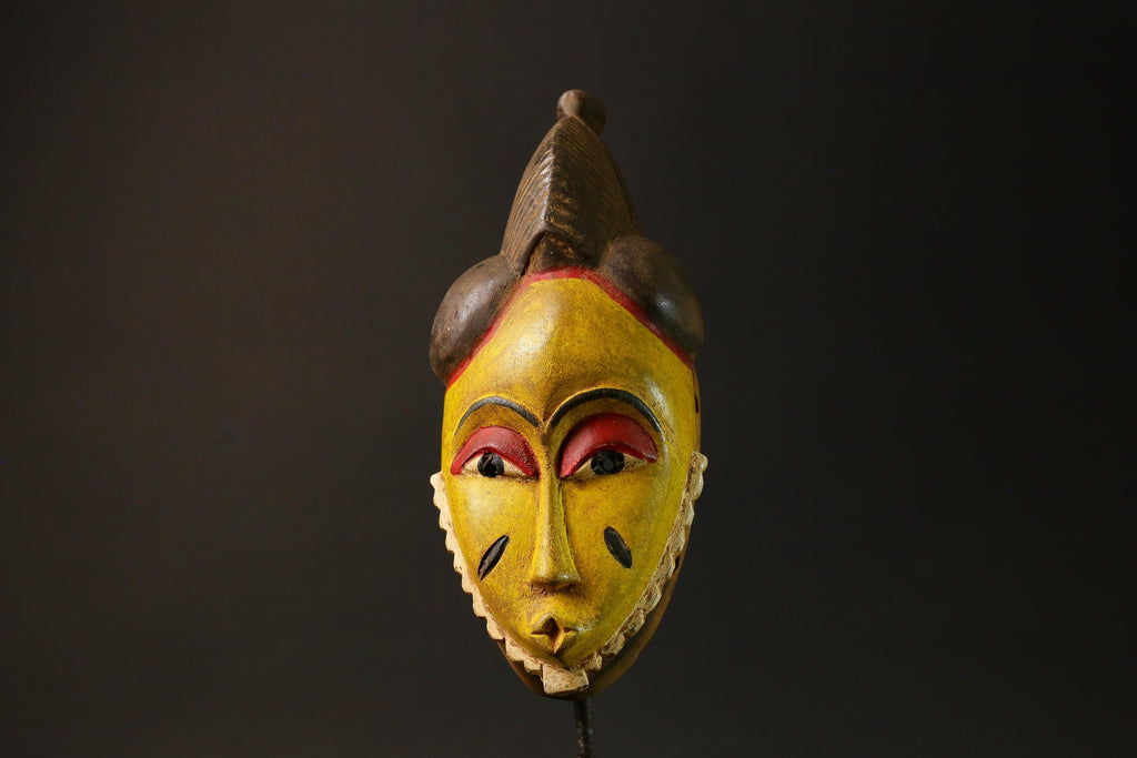 Antique African Mask Baule Yellow Wood Masterpiece for Wall Décor Mask for Wall-G3034