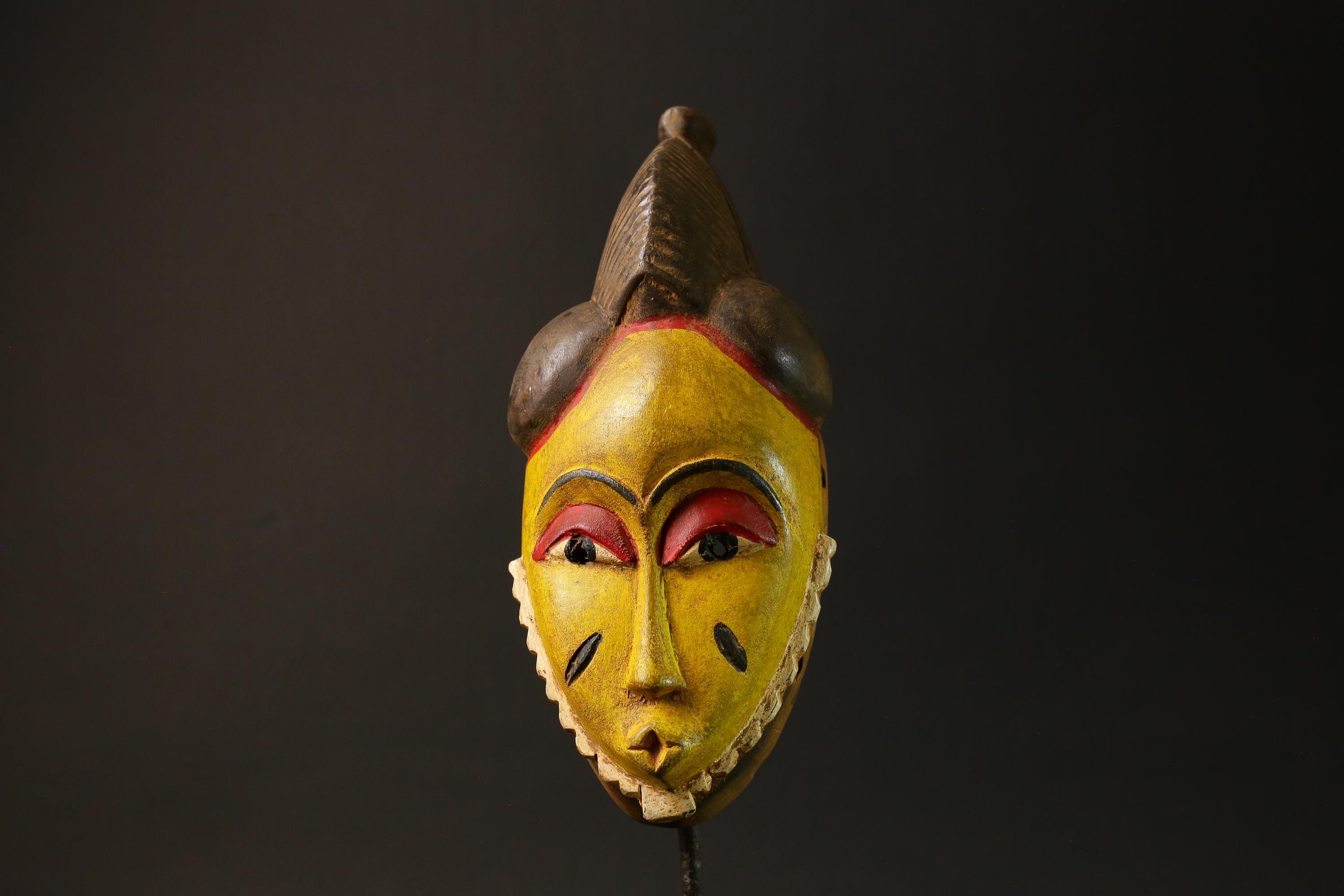 Antique African Mask Baule Yellow Wood Masterpiece for Wall Décor Mask for Wall-G3034